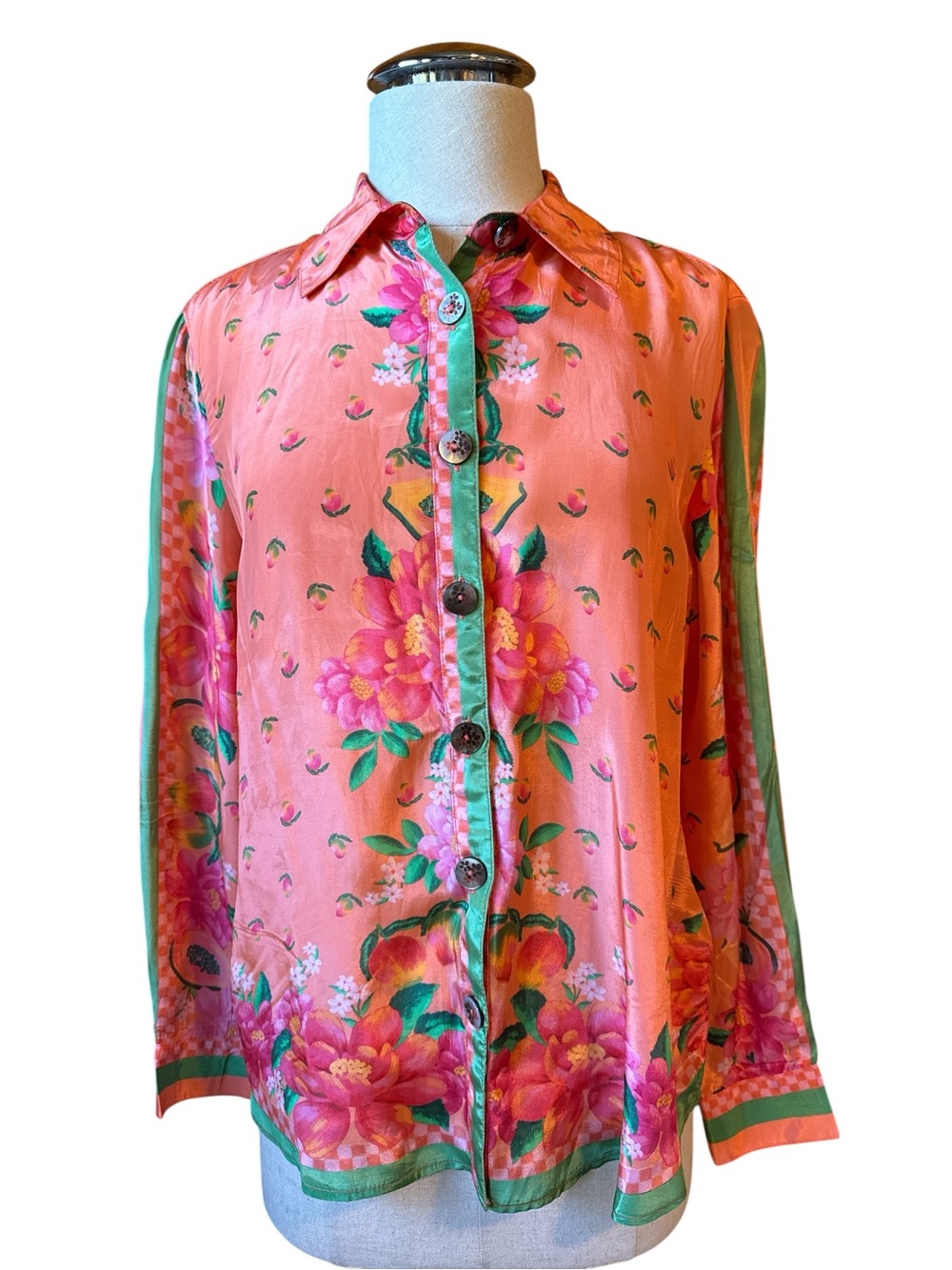 FARM Rio orange fruit garden  Button-Down with Green Trim